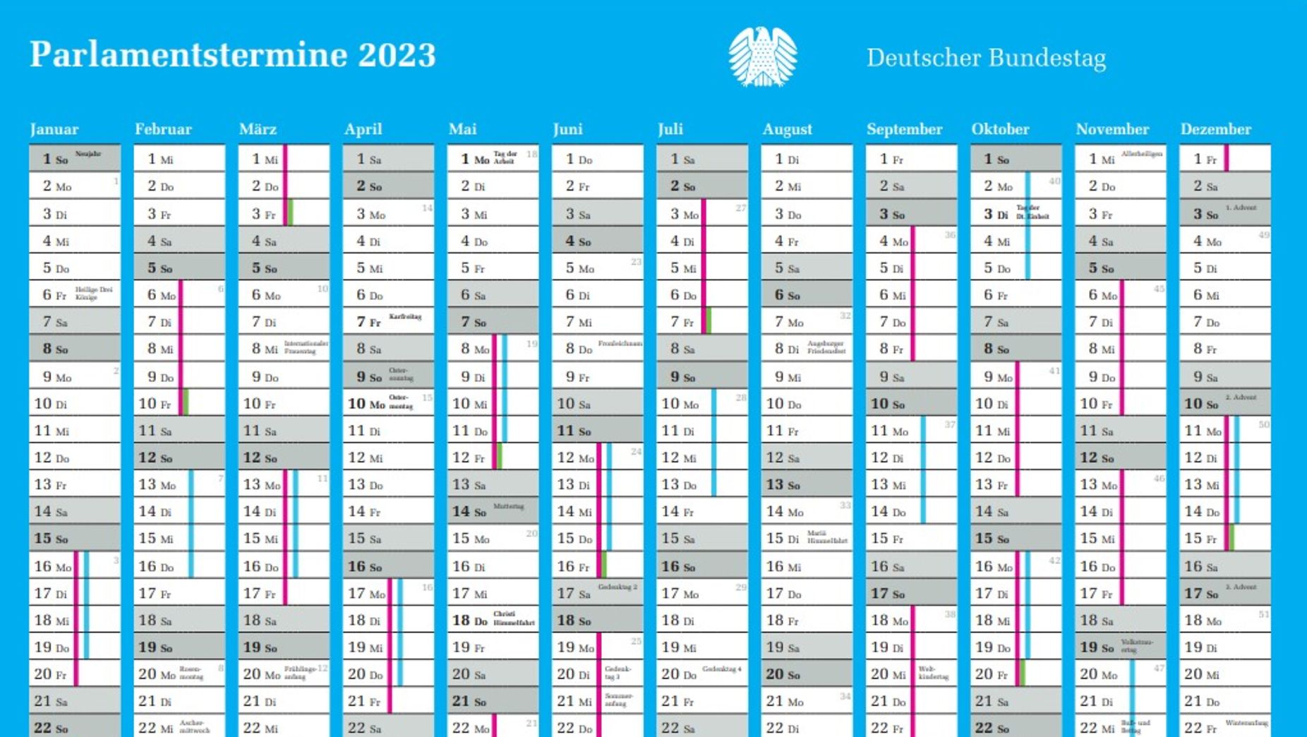 Deutscher Bundestag Sitzungskalender